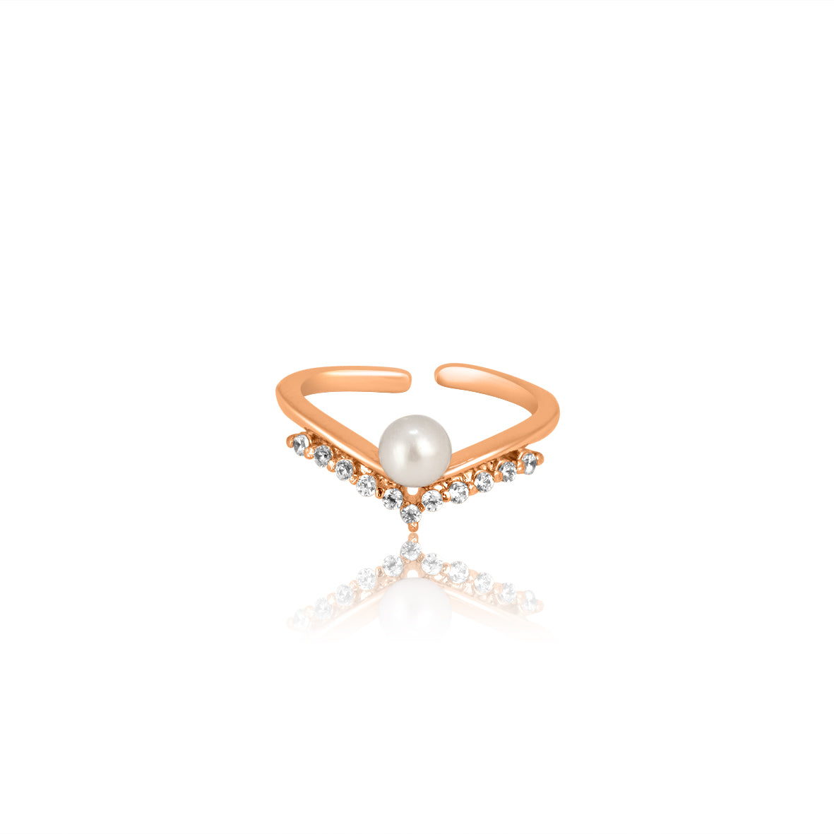 Rose Gold Pearl Crown Ring
