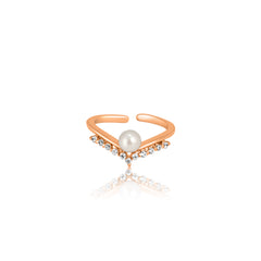 Rose Gold Pearl Crown Ring