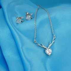 Antler Heart Pendant with Earrings