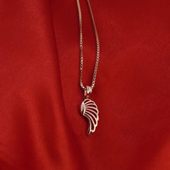Feathered Rose Gold Pendant with Linked Chain