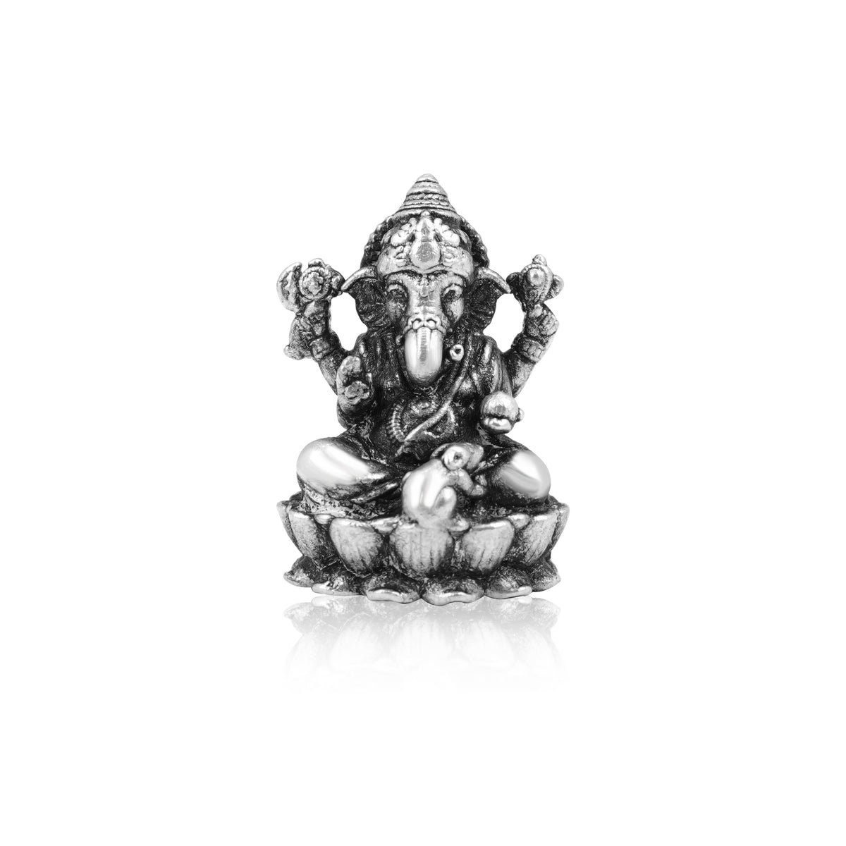 Silver-Tone Lord Ganesha Idol - Auspicious Diwali Home Decor & Gift