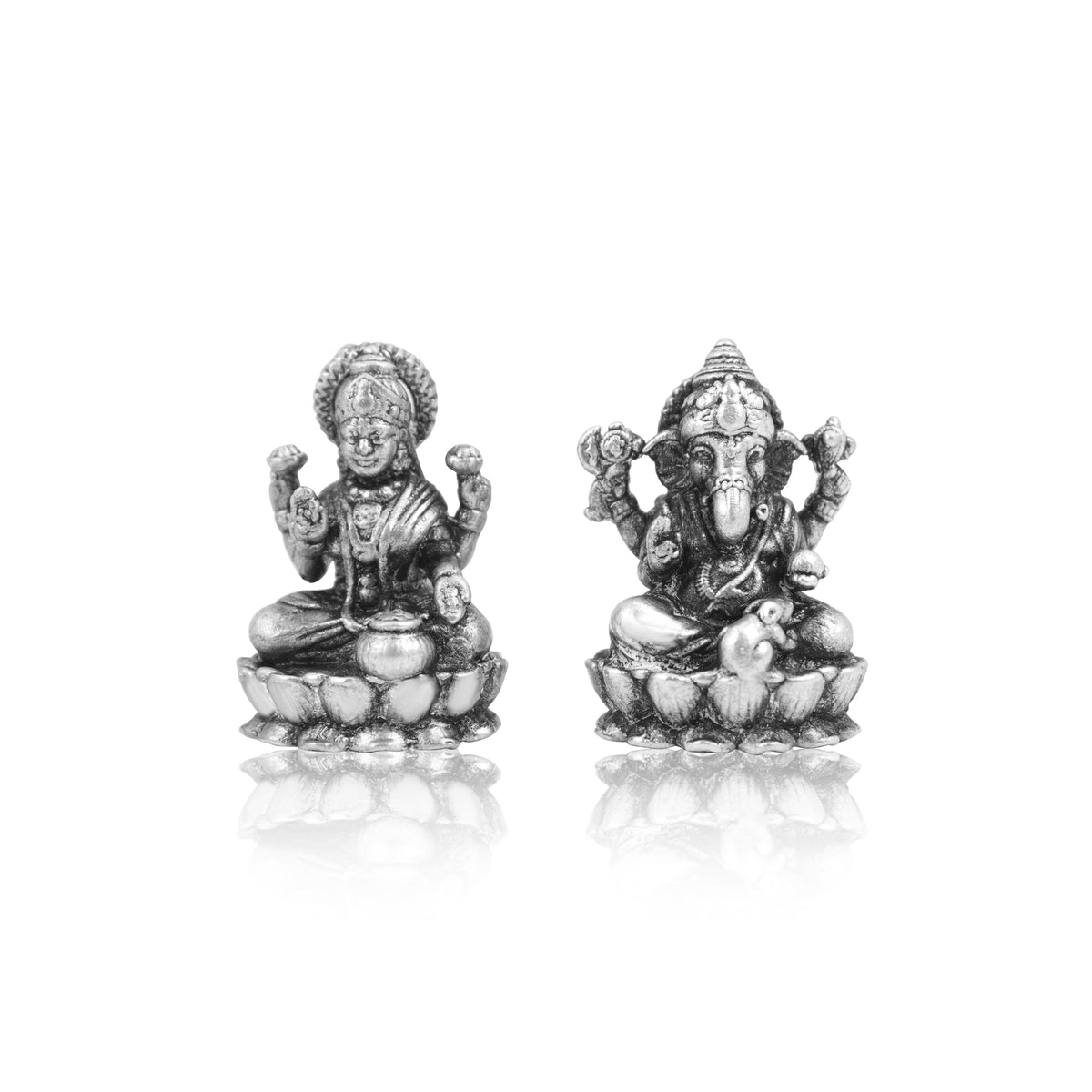 Silver Lakshmi Ganesha Idol Set for Diwali