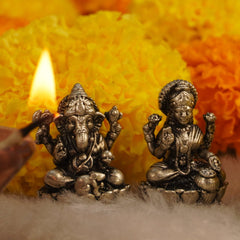 Silver Lakshmi Ganesha Idol Set for Diwali