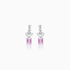 Silver Pink Stone Necklace Set