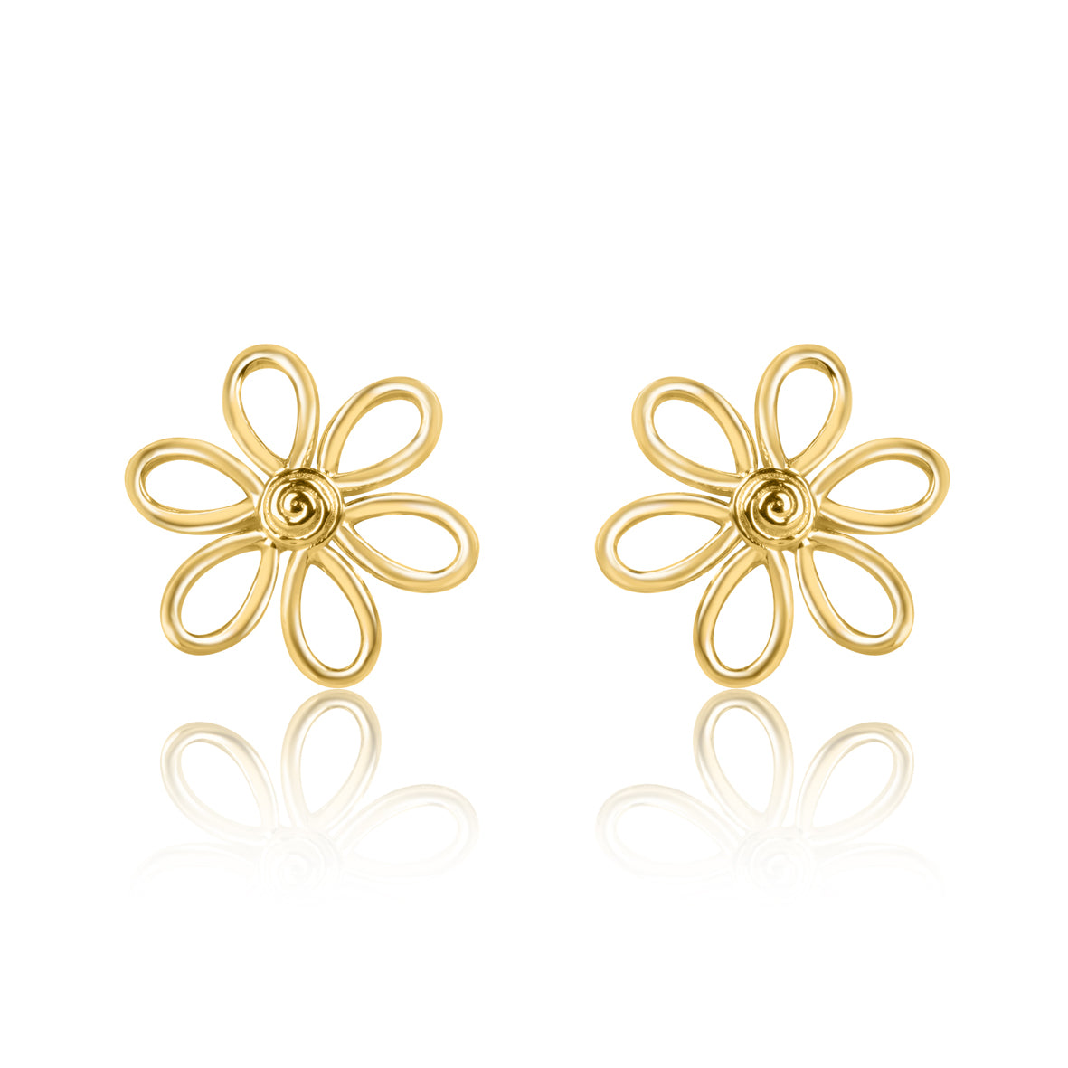 Gold Daisy Flower Stud Earrings