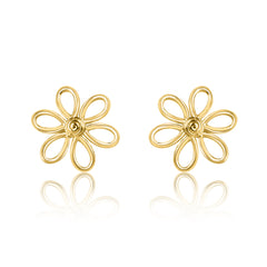 Gold Daisy Flower Stud Earrings