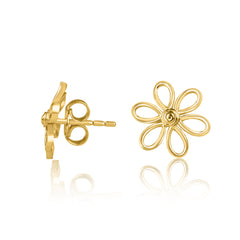 Gold Daisy Flower Stud Earrings