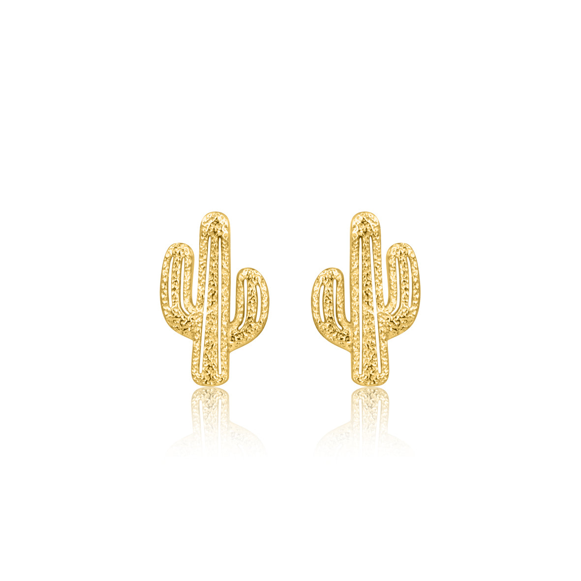 Gold Cactus Stud Earrings