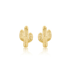 Gold Cactus Stud Earrings