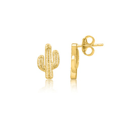 Gold Cactus Stud Earrings