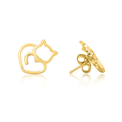 Minimalist Gold Cat Face Stud Earrings