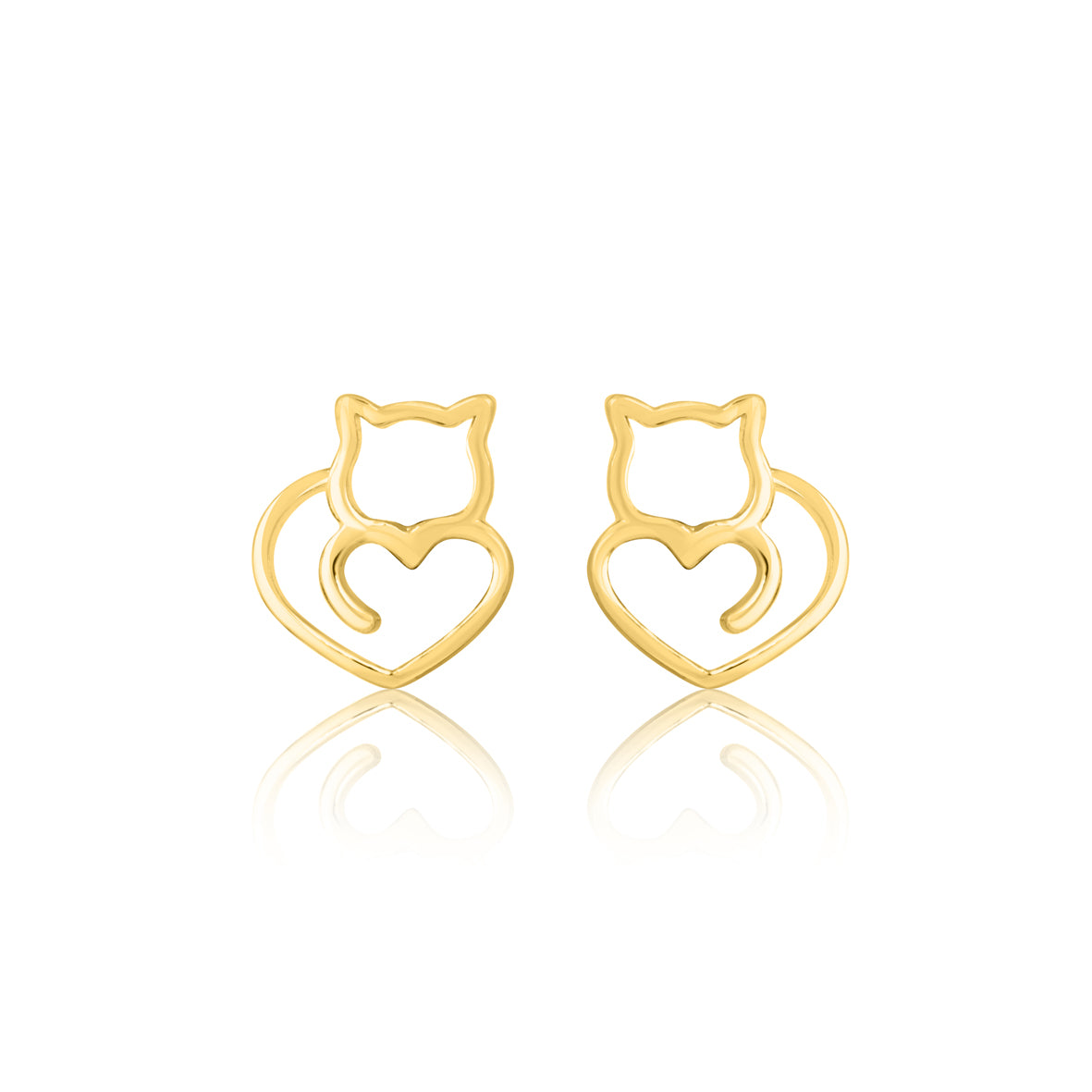 Minimalist Gold Cat Face Stud Earrings