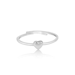 Minimal Silver Heart Adjustable Ring