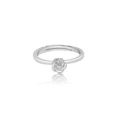 Silver Rose Adjustable Ring
