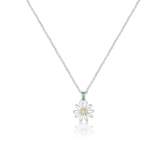 Silver Daisy Flower Pendant Necklace