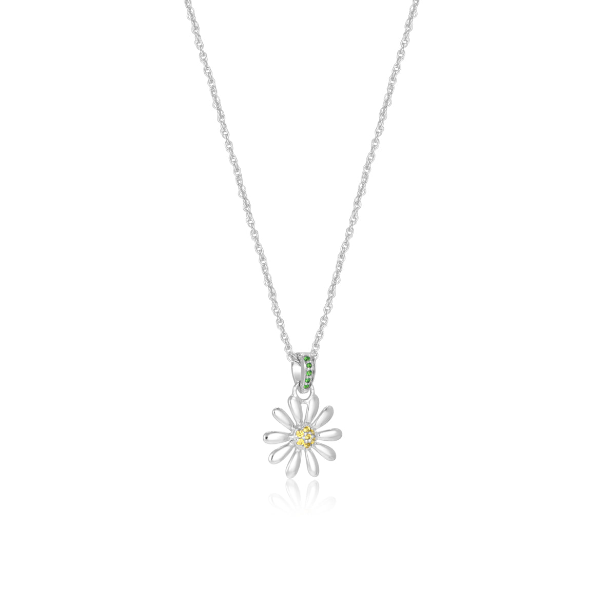 Silver Daisy Flower Pendant Necklace