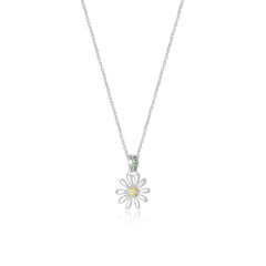 Silver Daisy Flower Pendant Necklace