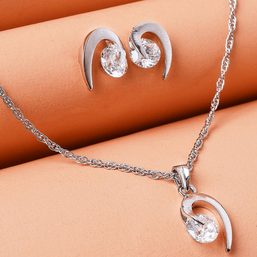 Edge of Radiance Silver Necklace Set  Made Using Premium 925 Sterling Silver