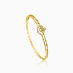 Gold-Plated Floral Crystal Bangle