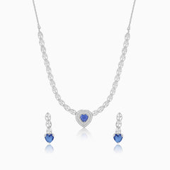 Blue Love Heart Necklace Set