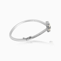 Blush Petal Silver Floral Bracelet