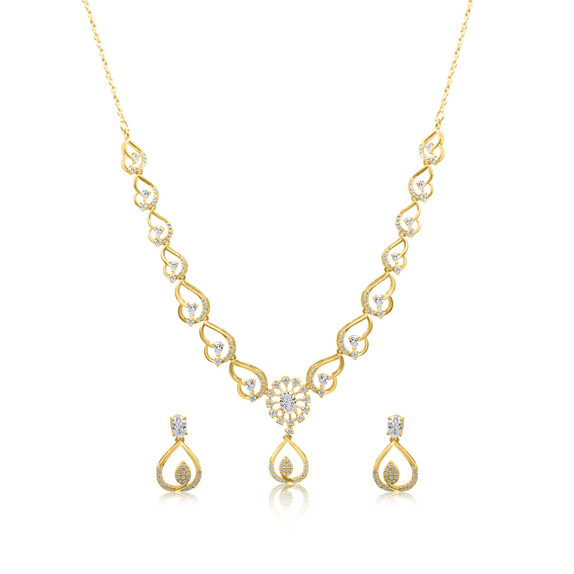 Timeless Sparkle Gold-Plated Crystal Necklace Set