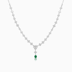 Emerald Silver Vine Necklace Set