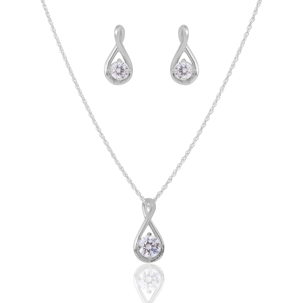 Teardrop Zirconia Silver Necklace Jewelry Set  Made Using Premium 925 Sterling Silver