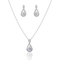 Teardrop Zirconia Silver Necklace Jewelry Set  Made Using Premium 925 Sterling Silver