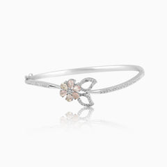 Blush Petal Silver Floral Bracelet