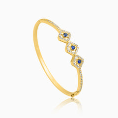 Trinity Gold-Plated Blue Stone Bangle