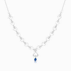 Linked Silver Hearts Drop Necklace Set