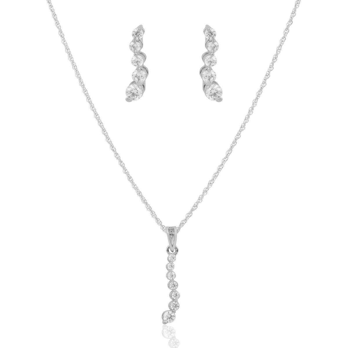Dimond Drop Sliver Necklace Jewelry Set   Made Using Premium 925 Sterling Silver