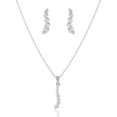 Dimond Drop Sliver Necklace Jewelry Set   Made Using Premium 925 Sterling Silver