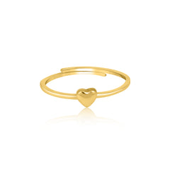 Minimal Gold Heart Adjustable Ring
