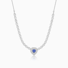 Blue Love Heart Necklace Set