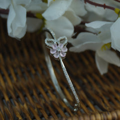 Blush Petal Silver Floral Bracelet