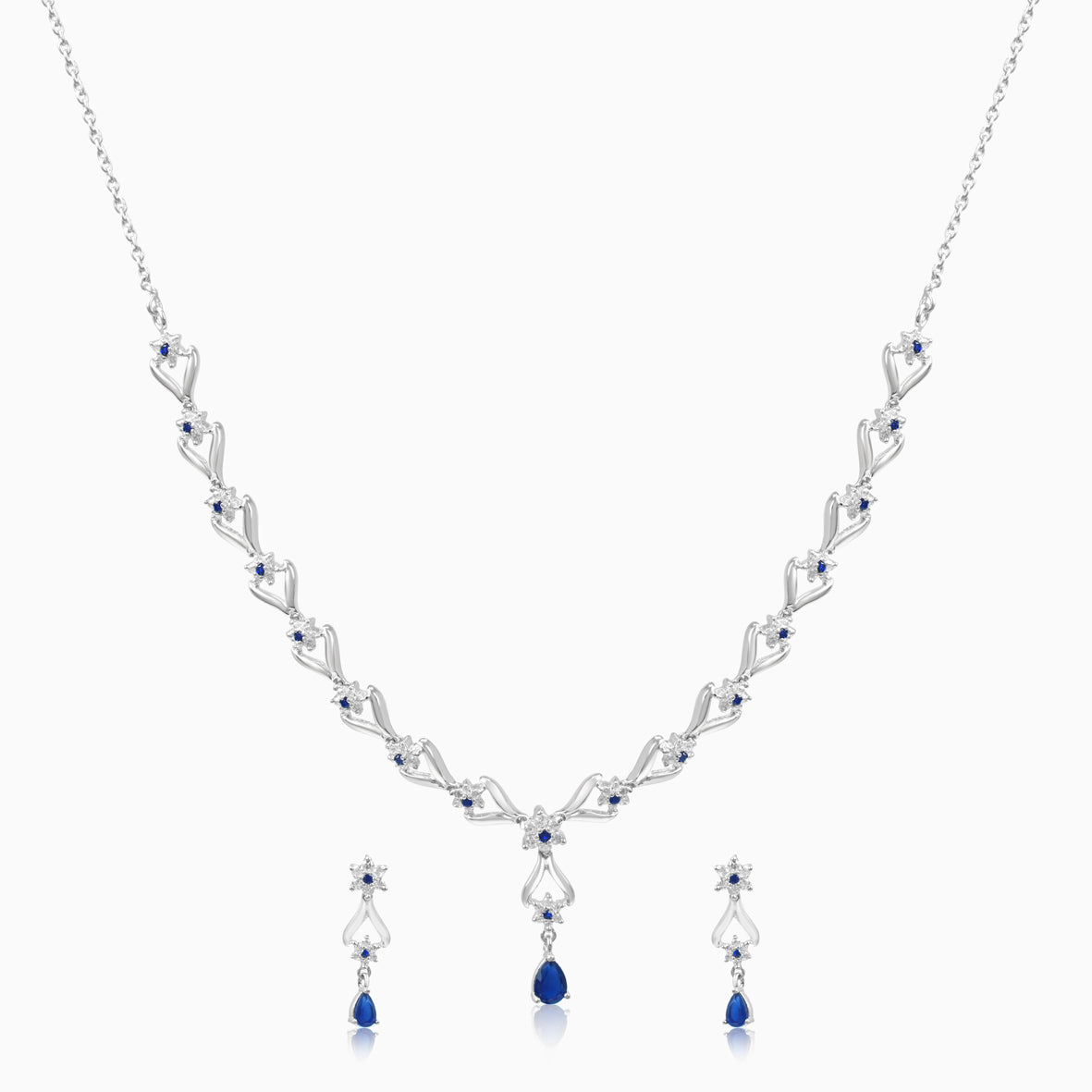 Midnight Bloom Blue Stone Necklace Set