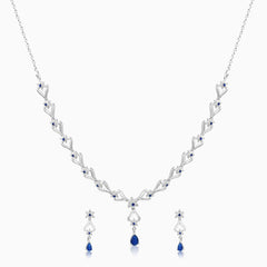 Midnight Bloom Blue Stone Necklace Set