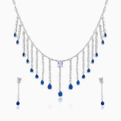 Midnight Blush Silver Necklace Set