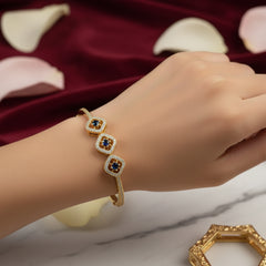 Trinity Gold-Plated Blue Stone Bangle