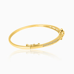 Gold-Plated Floral Crystal Bangle