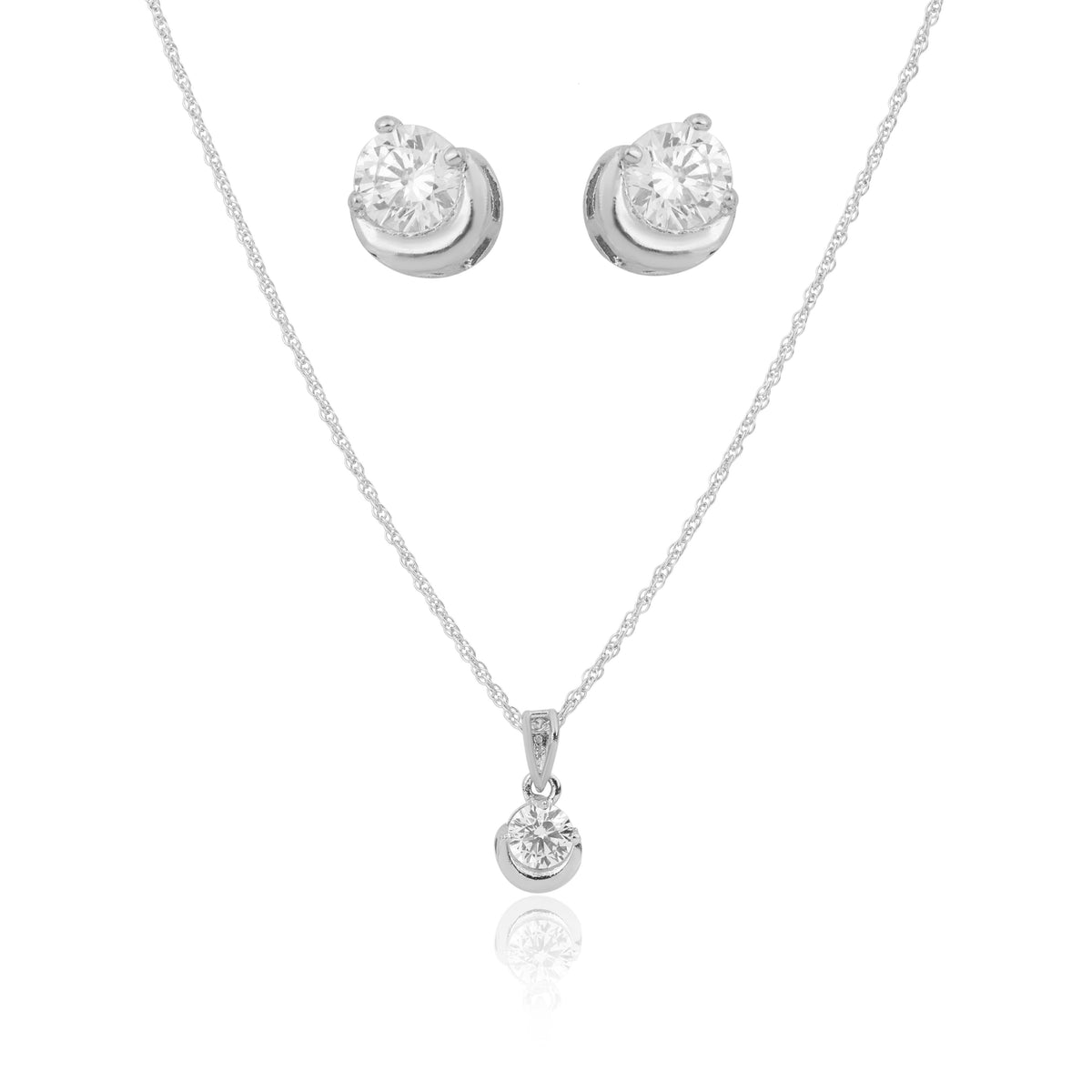 Moonlit Silver Necklace Jewelry Set Made Using Premium 925 Sterling Silver