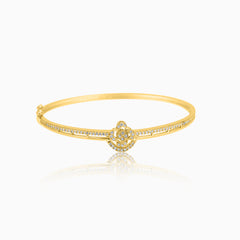 Gold-Plated Floral Crystal Bangle