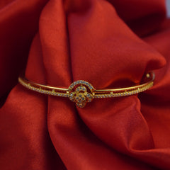 Gold-Plated Floral Crystal Bangle